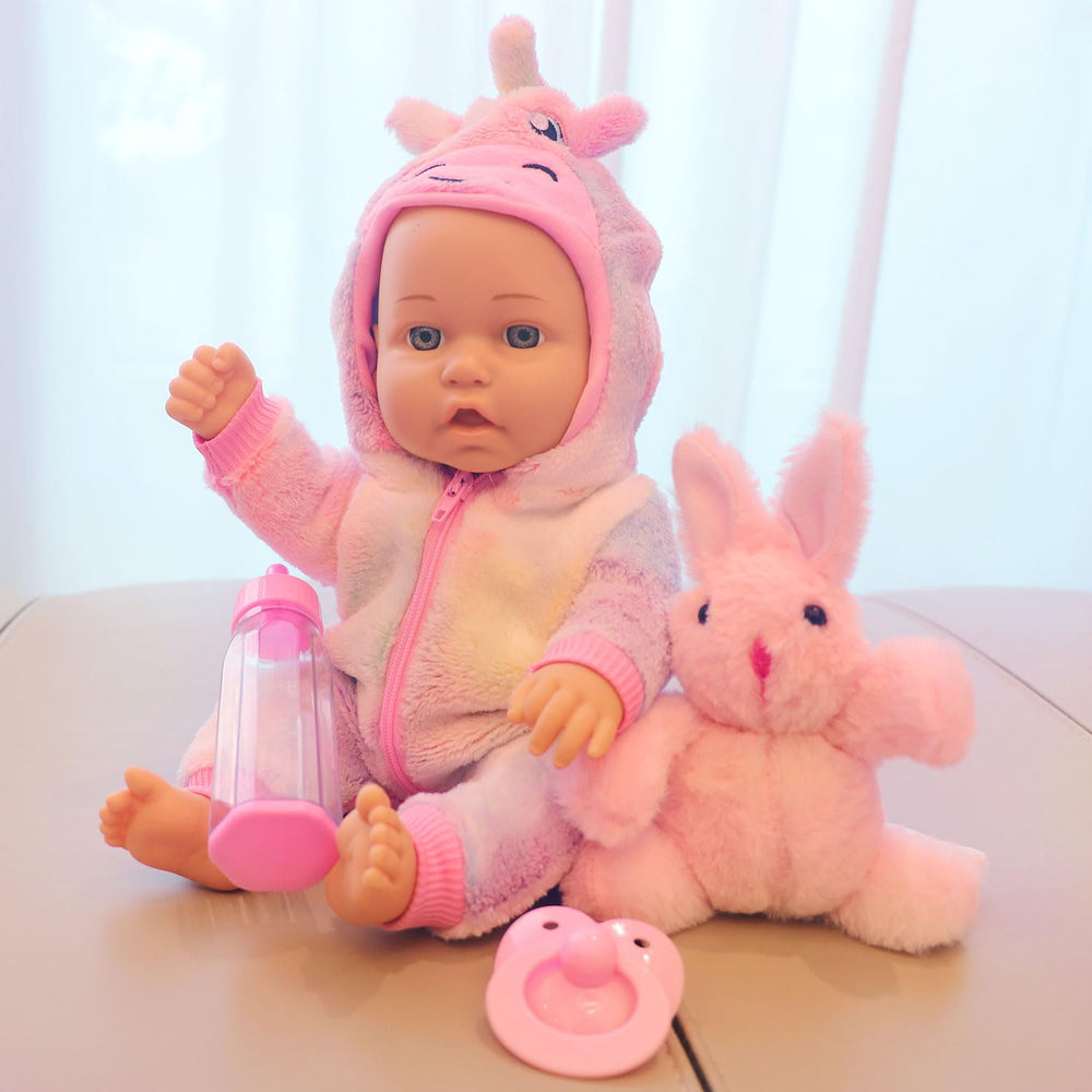 ZITA ELEMENT doll wearing rainbow pony clothes close-up for dress-up fun