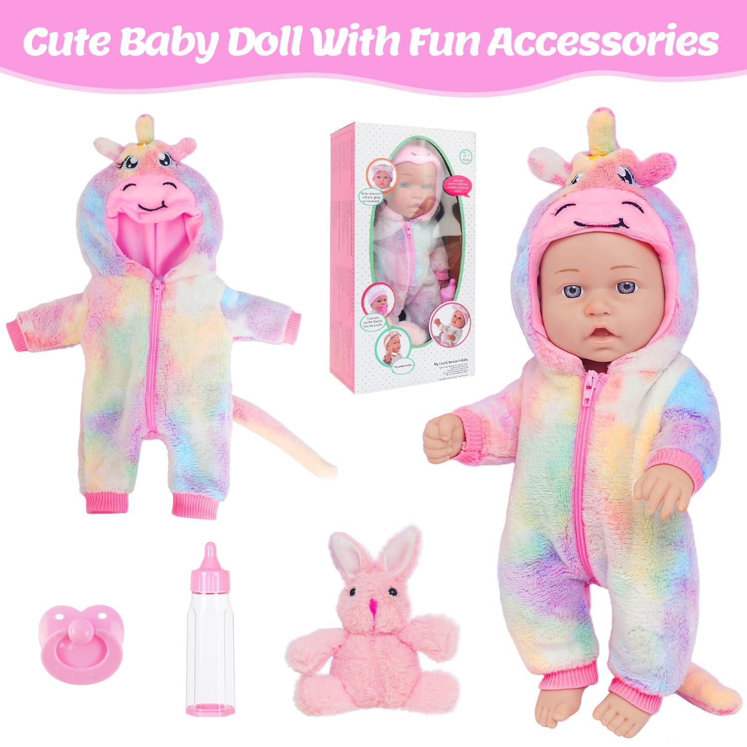 ZITA ELEMENT doll with feeding bottle accessory for realistic care scenes