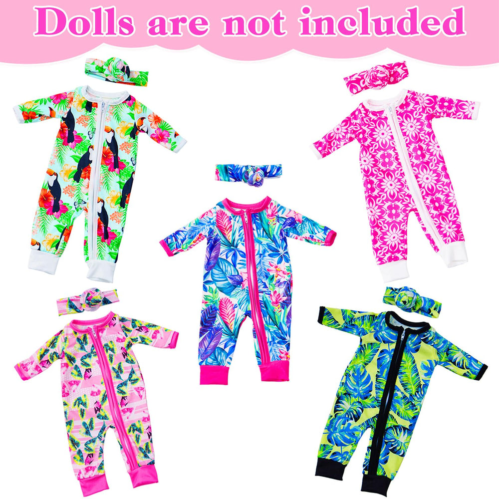 ZITA ELEMENT rainbow flowers and leaves jumpsuit with headband for 14-18 inch dolls, playful style