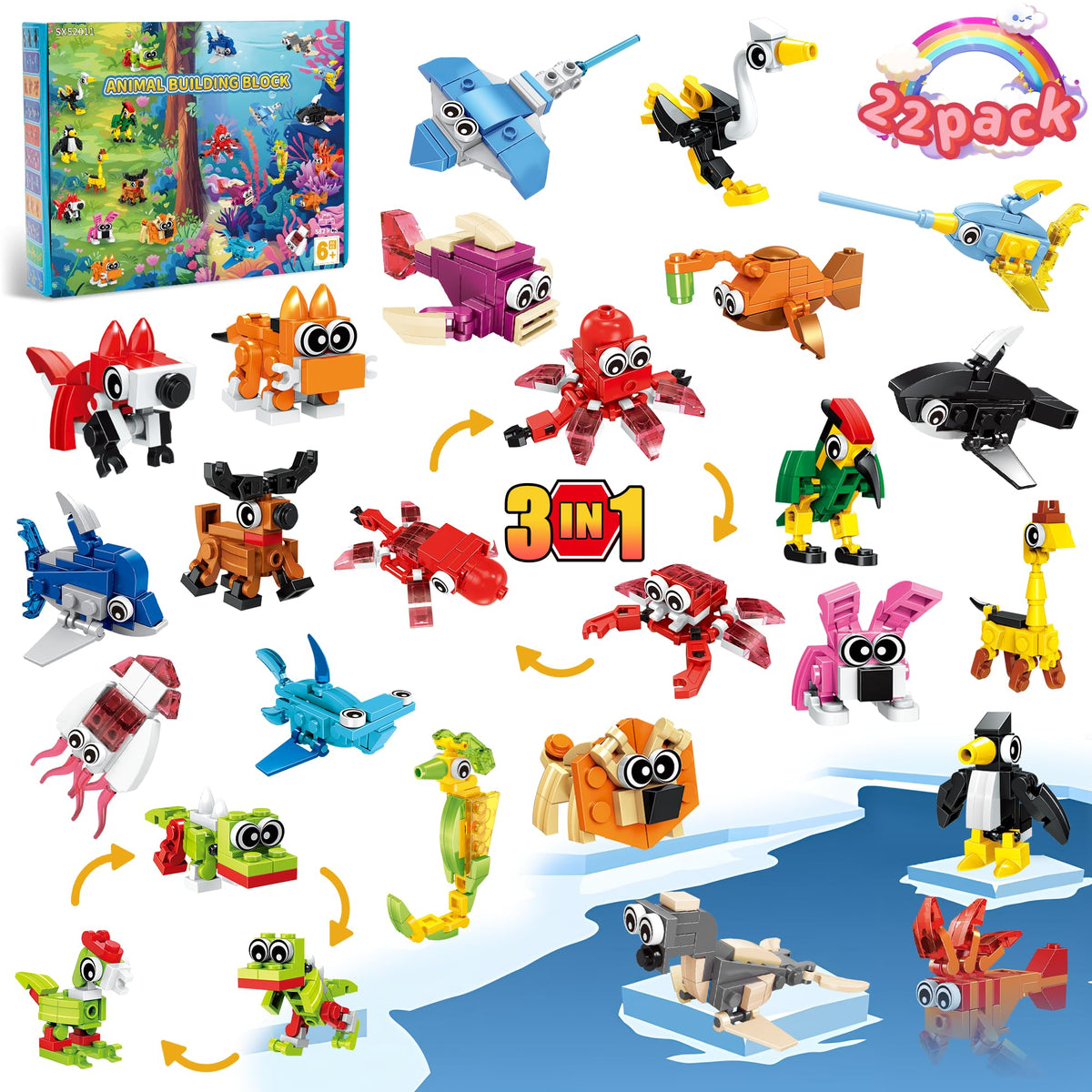 Zitetbolo 22-pack animal blocks ideal for kids' party favors.