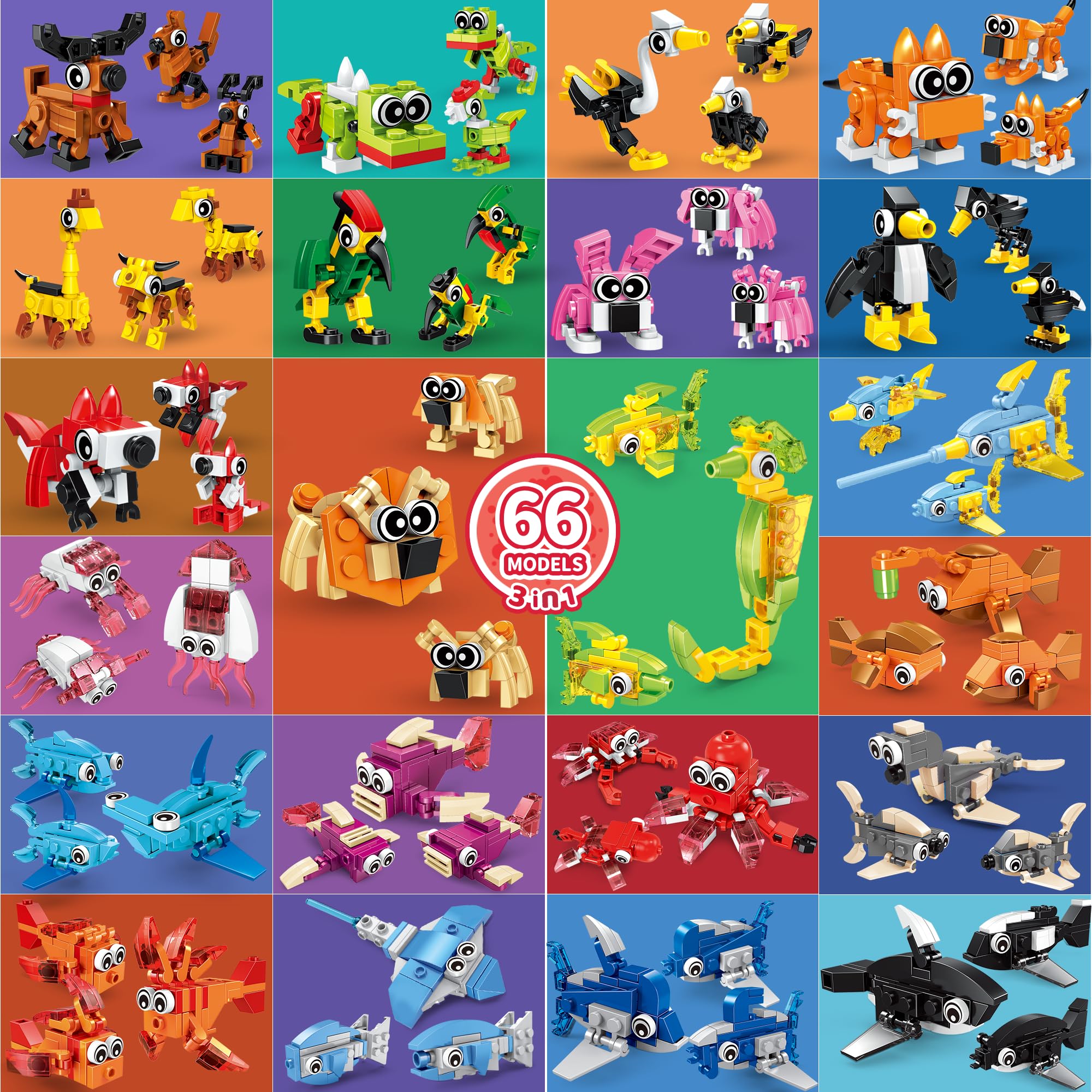 Zitetbolo 3-in-1 animal models with simple instructions for creativity.