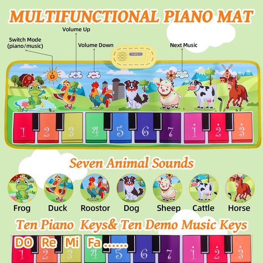 Zitranse Floor Piano Mat featuring colorful lights enhances attention and play.