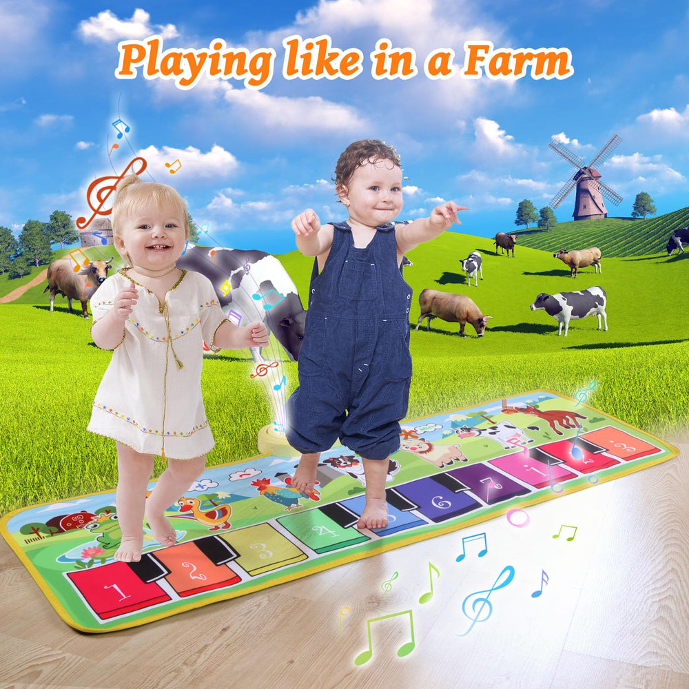 Zitranse Floor Piano Mat shows keys and songs for early music learning.