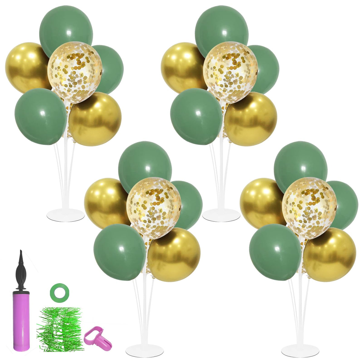 ZJDHPTY green and gold balloon stand top view centerpiece ready for party