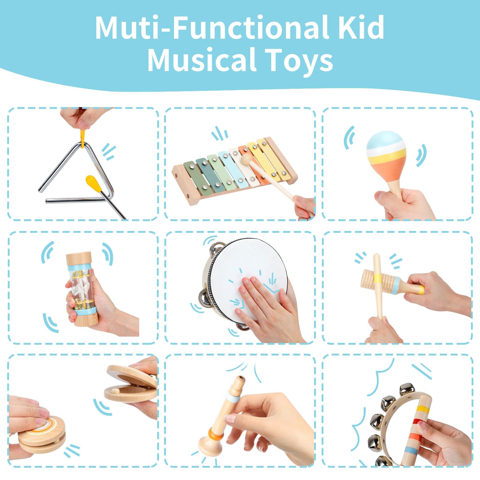 ZJEFUNS Wooden Clarinet for imaginative pretend play and sound exploration.