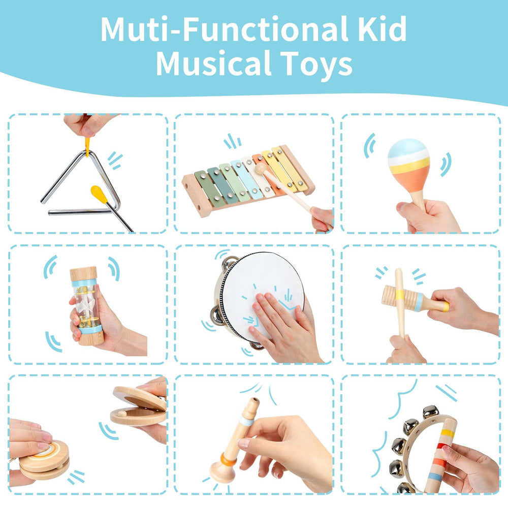 ZJEFUNS Wooden Clarinet for imaginative pretend play and sound exploration.