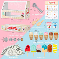 ZJEFUNS wooden ice cream cones and popsicles for fine motor play