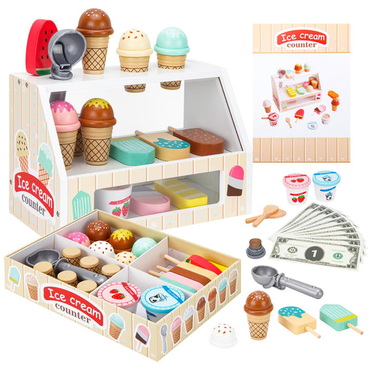 ZJEFUNS wooden ice cream display stand for imaginative counter play