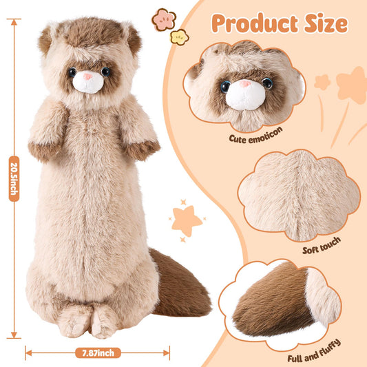 ZJoey brown ferret pillow-soft plush perfect for hugging