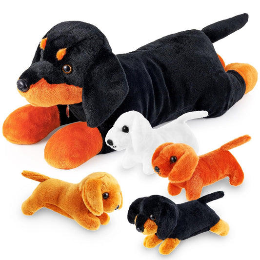 ZJoey dachshund mommy with baby pups plush set ready for cuddle time