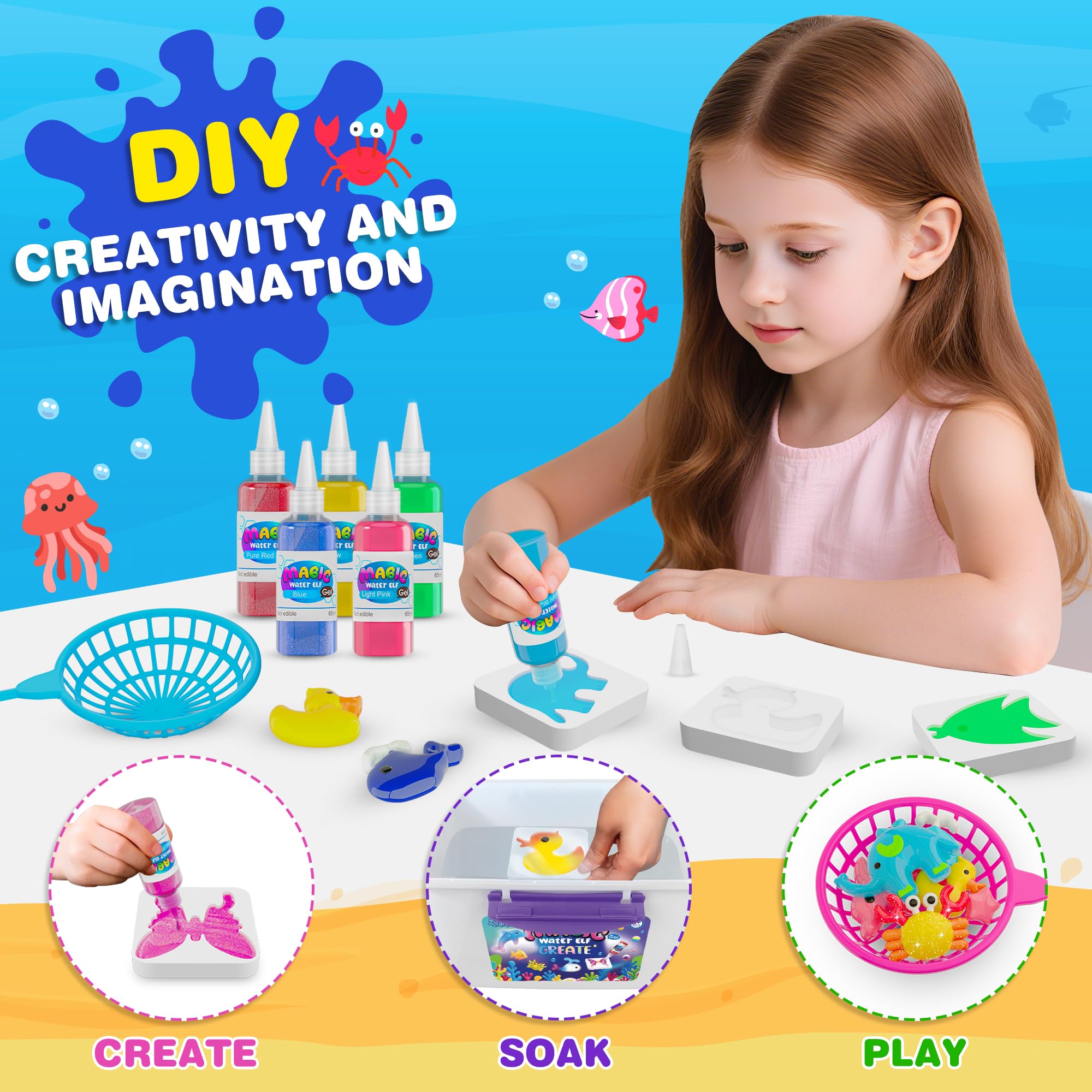ZJYY Kids gloves keep hands clean during gel crafting.
