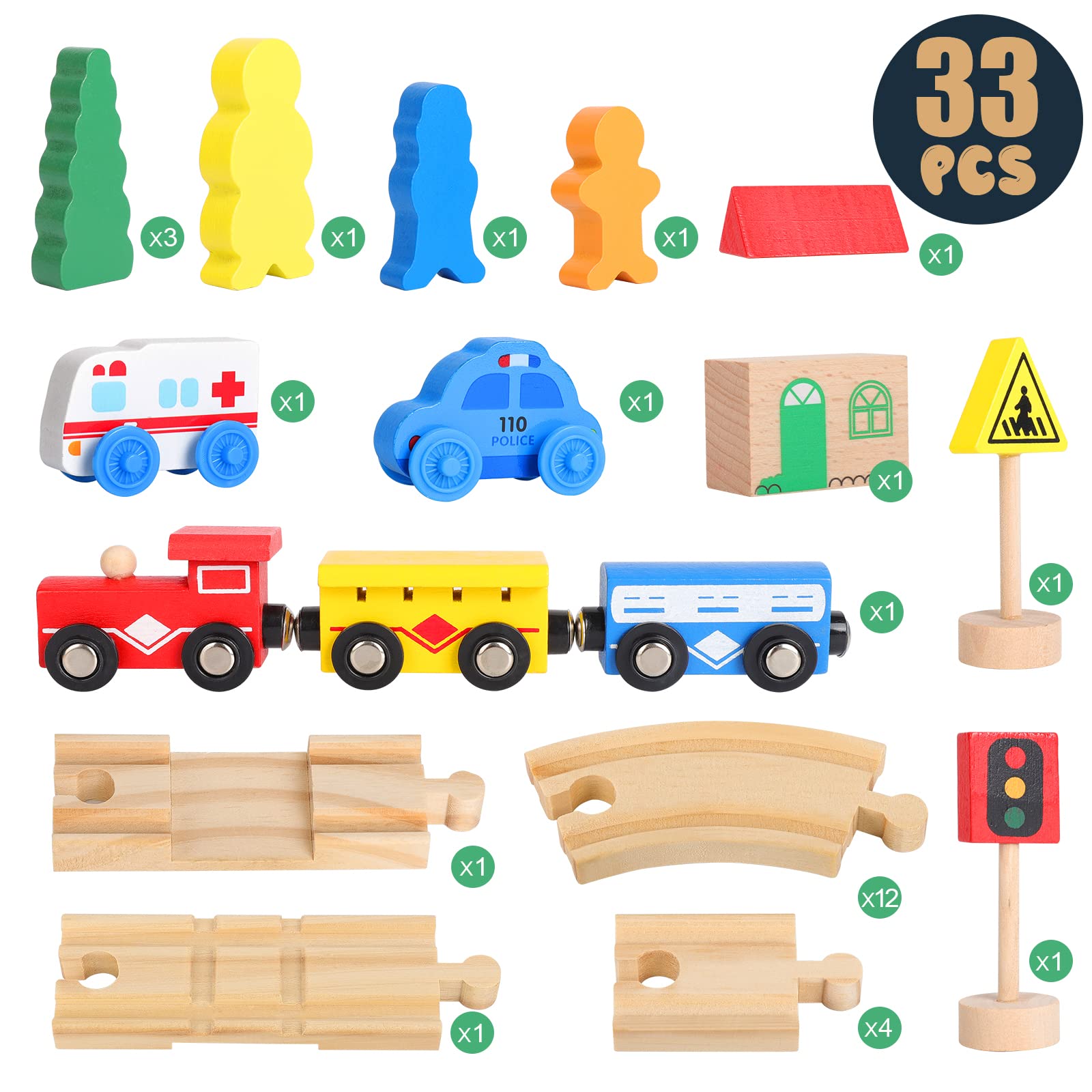 ZKKEIIE wooden train set makes a great creative gift.