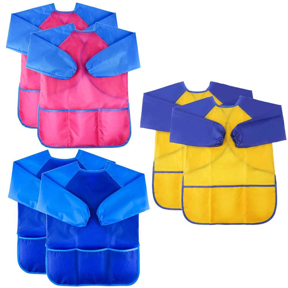 Zkptops kids art smock with waterproof long sleeves protects clothing during painting.