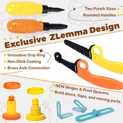 ZLemma bolt-nuts system keeps cardboard models sturdy and adjustable during play.