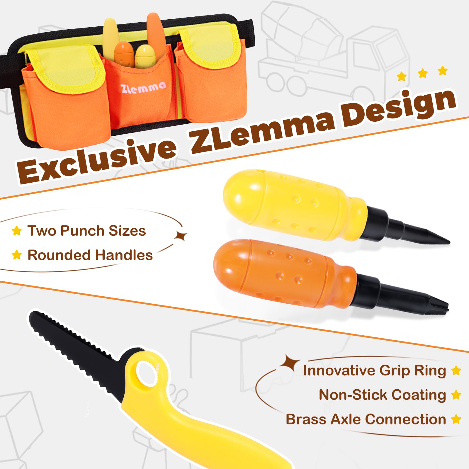 ZLemma rounded screwdriver supports gentle, kid-friendly cardboard assembly.