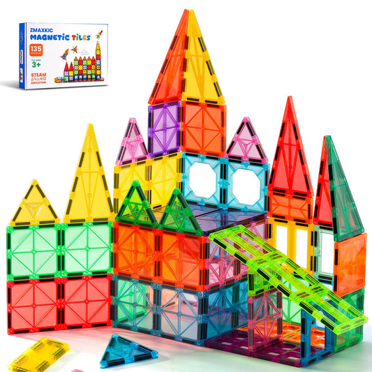 ZMAXKIC magnetic tiles build rocket castle for imaginative play