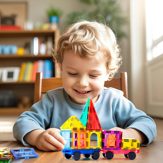 Child uses ZMAXKIC tiles for hands-on STEM exploration