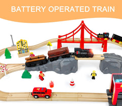 Z MAYABBO wooden-track set complements existing rail layouts for versatile building