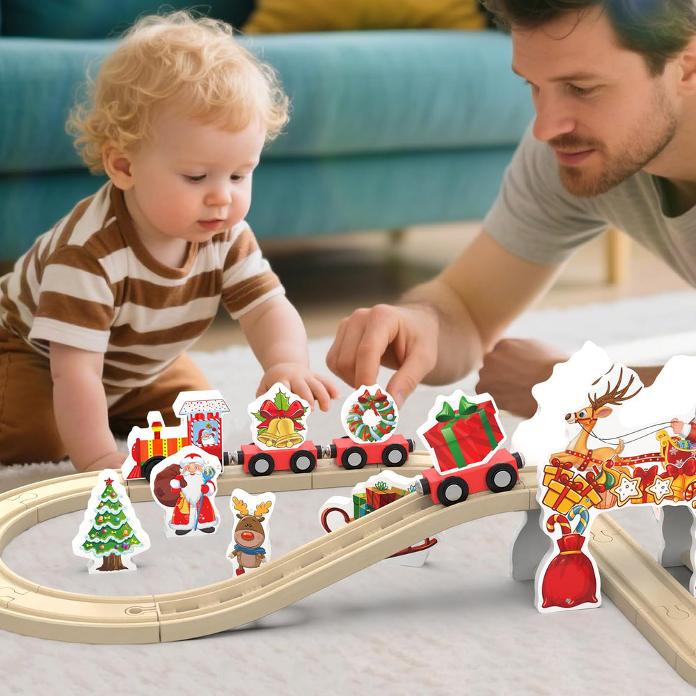 Z Mayabbo wooden train set gift boxes enhance imaginative gifting narratives.