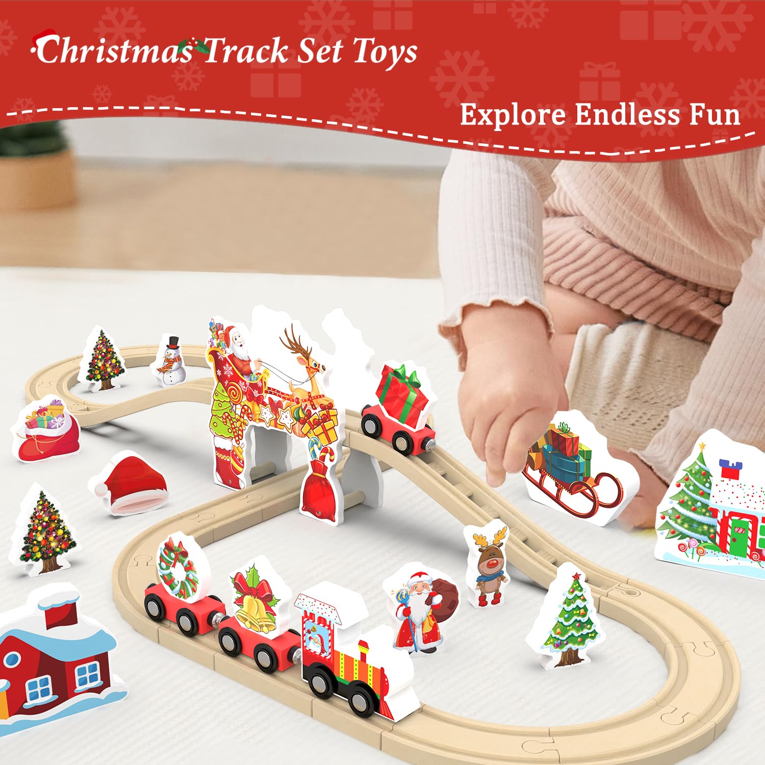 Z Mayabbo wooden train set holiday signs guide scenes and storytelling ideas.