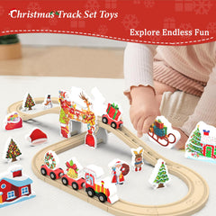 Z Mayabbo wooden train set holiday signs guide scenes and storytelling ideas.