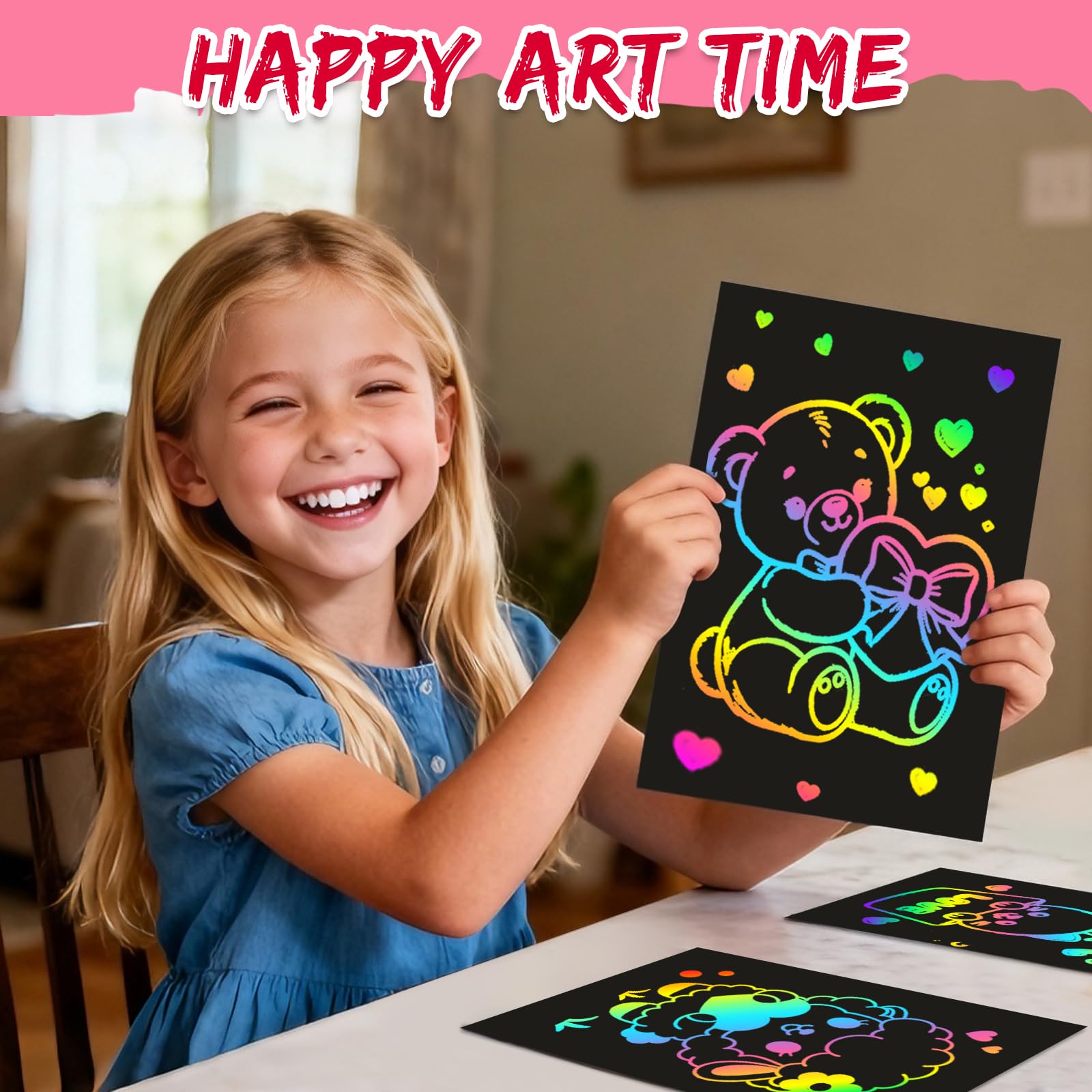 ZMLM scratch-off surface close-up highlights mess-free art experience for kids