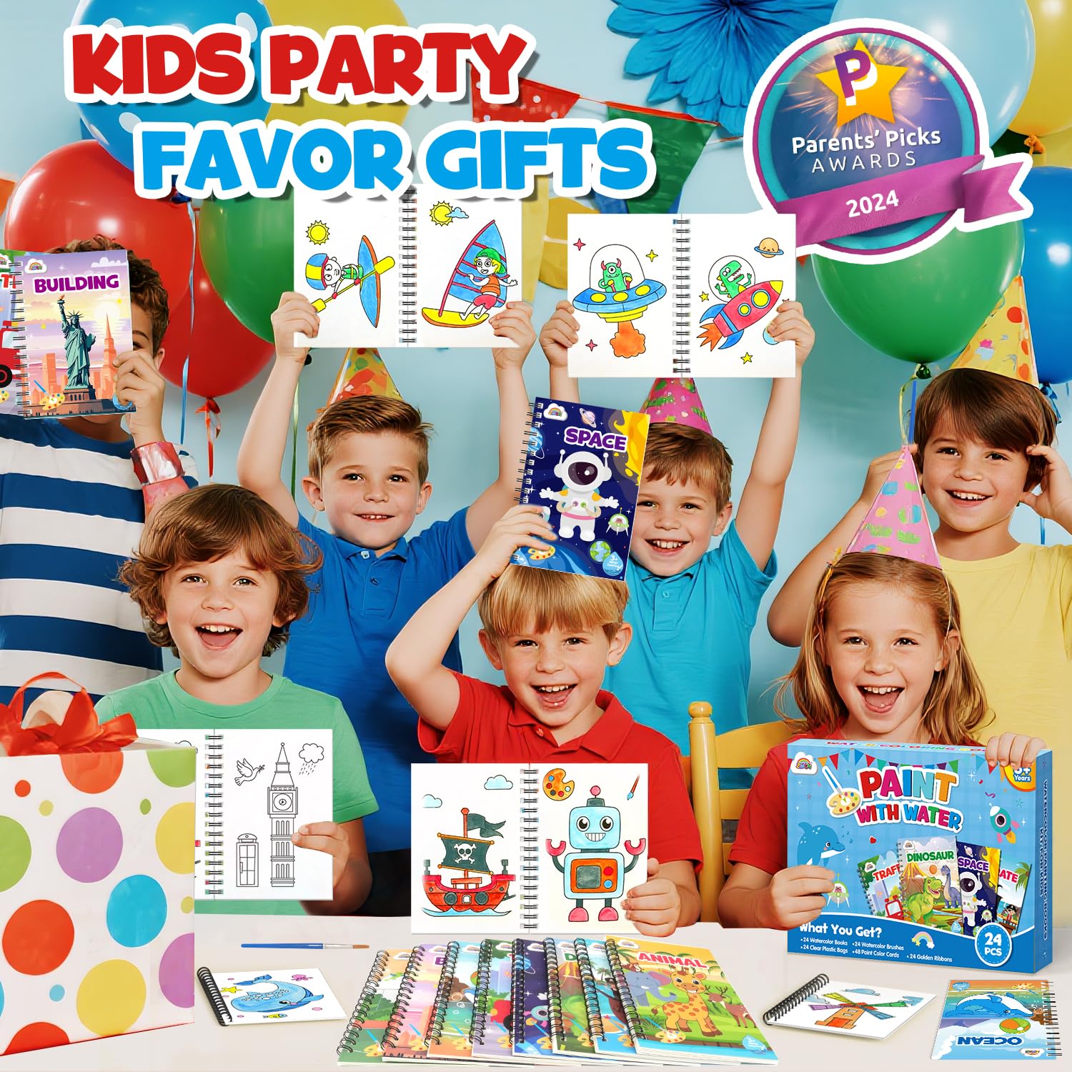 ZMLM slim 6.3x4.3-inch water coloring activity book in use