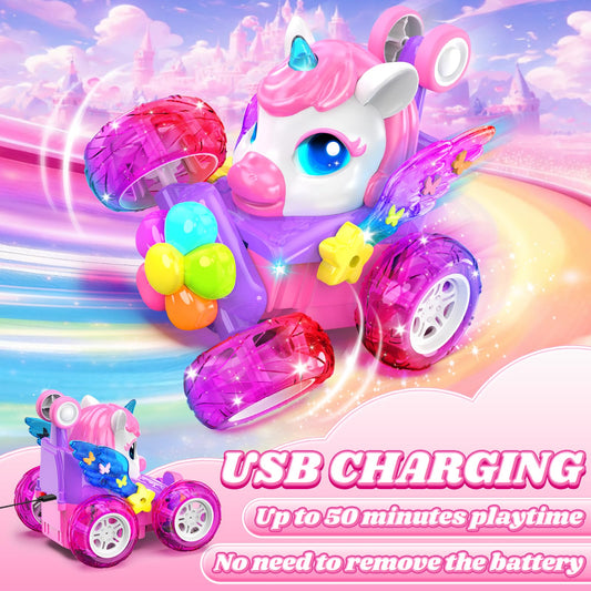 Zmpolir Unicorn RC Car wings glow adds magical glow during nighttime races.