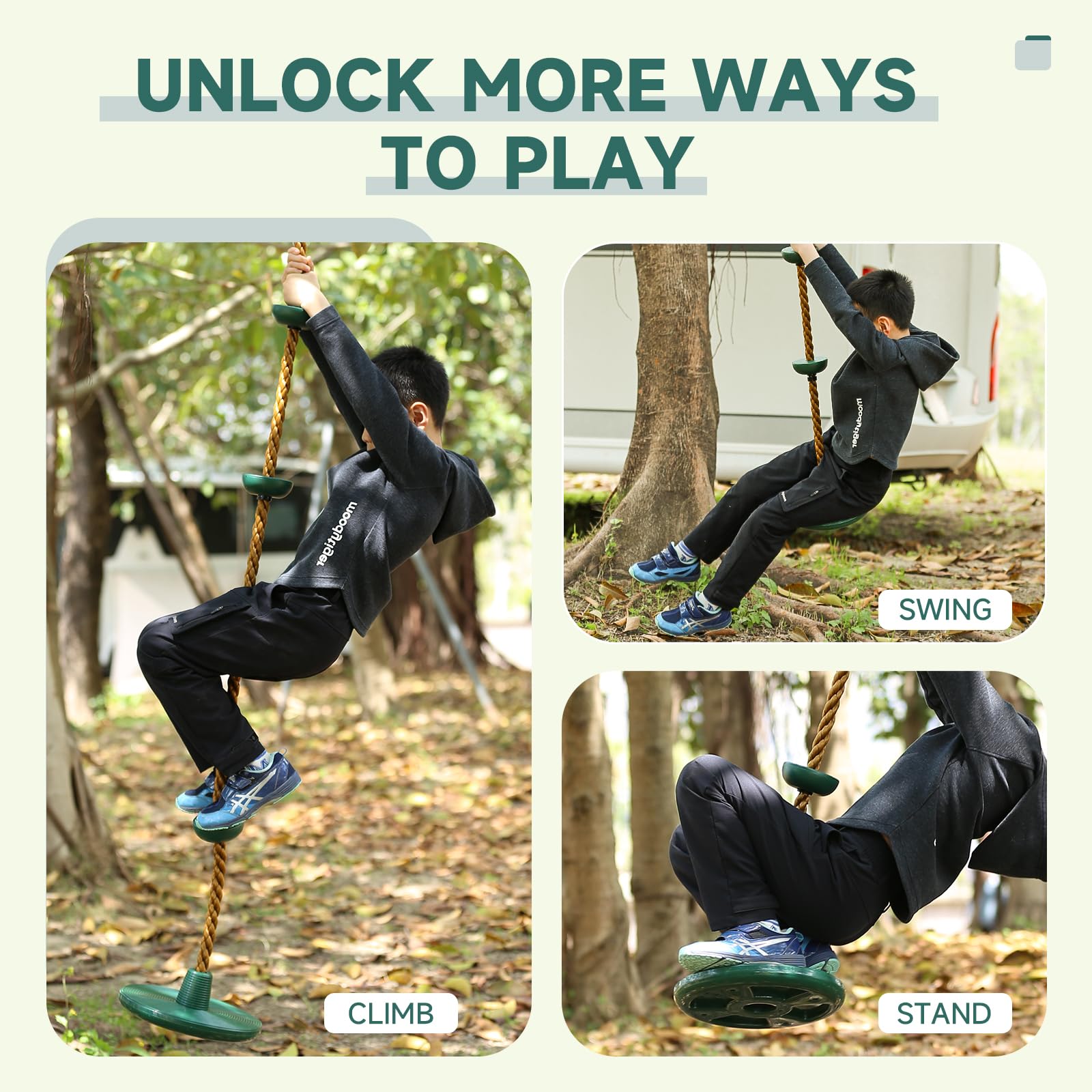 ZNCMRR bonus hanging strap ensures fast, easy setup for tree or playset.