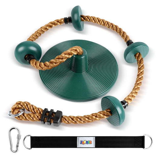 ZNCMRR climbing rope with platforms and disc swing seat boosts backyard play versatility and coordination.
