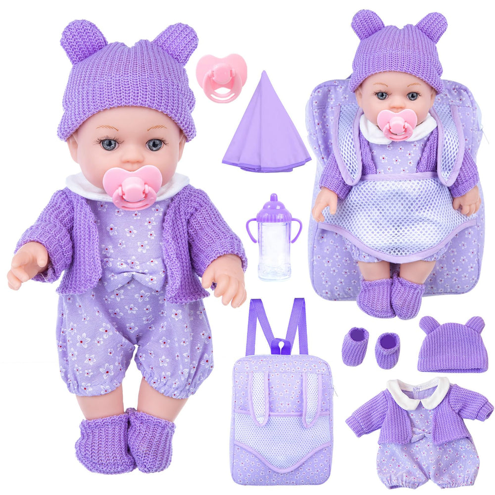 ZNTWEI 12-inch doll with backpack and gear for imaginative play and easy on-the-go fun.