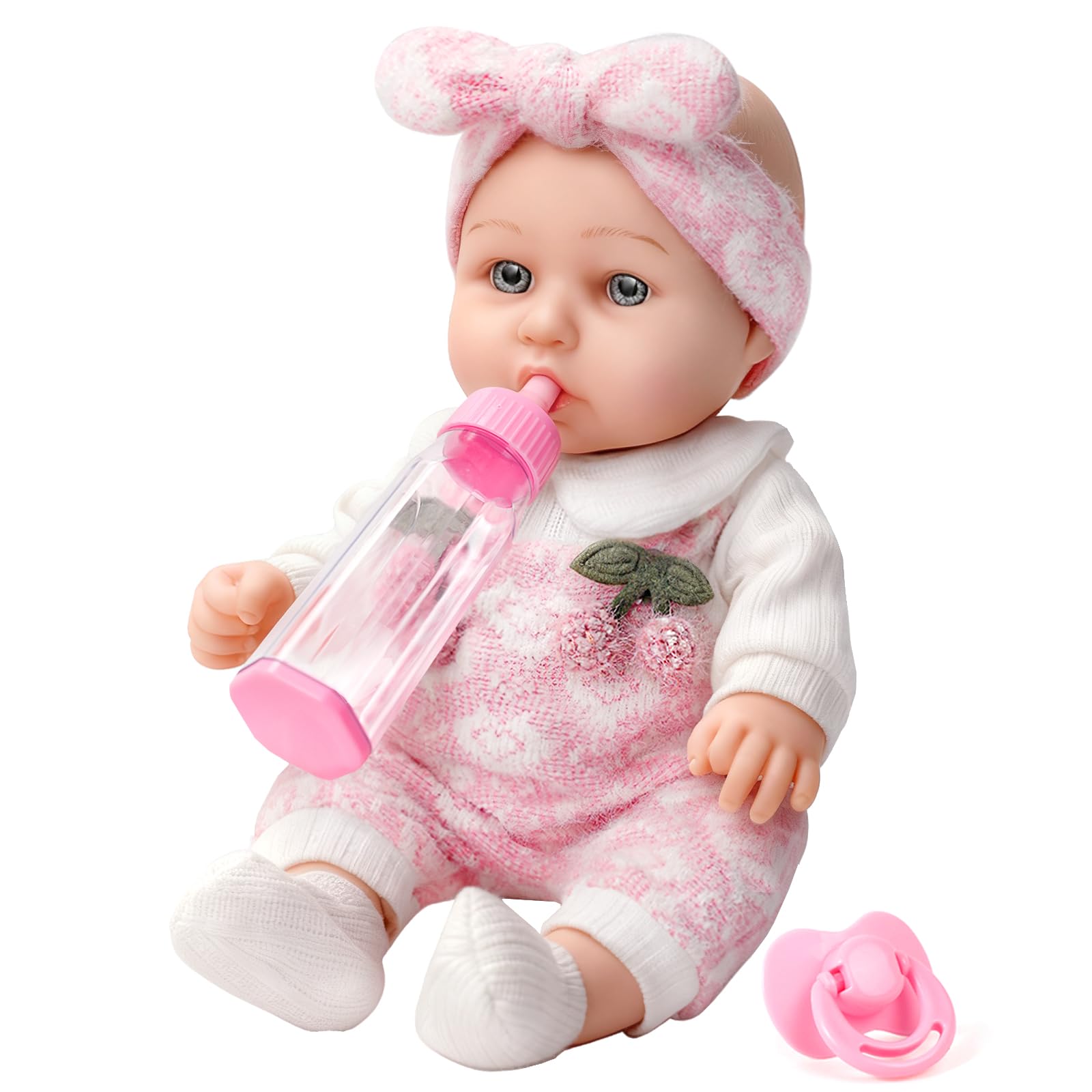 ZNTWEI 12inch doll playset in gift box with pink cherry clothes for pretend play.