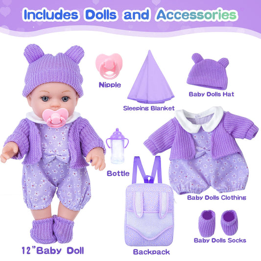 ZNTWEI 12-inch doll with bottle included for nurturing role-play and feeding practice.