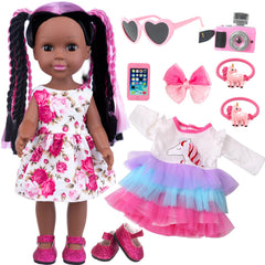 ZNTWEI 14.5-inch black baby doll face with lifelike features for imaginative play.
