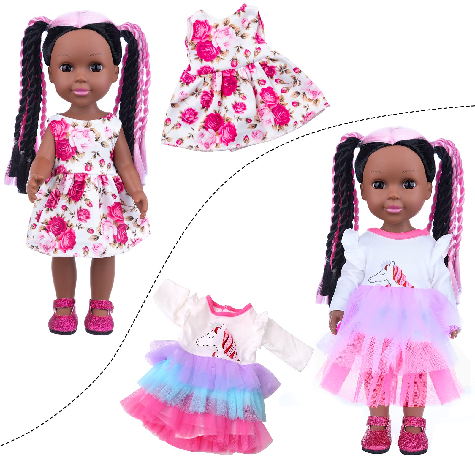 ZNTWEI 14.5-inch doll with camera accessory for pretend photography.