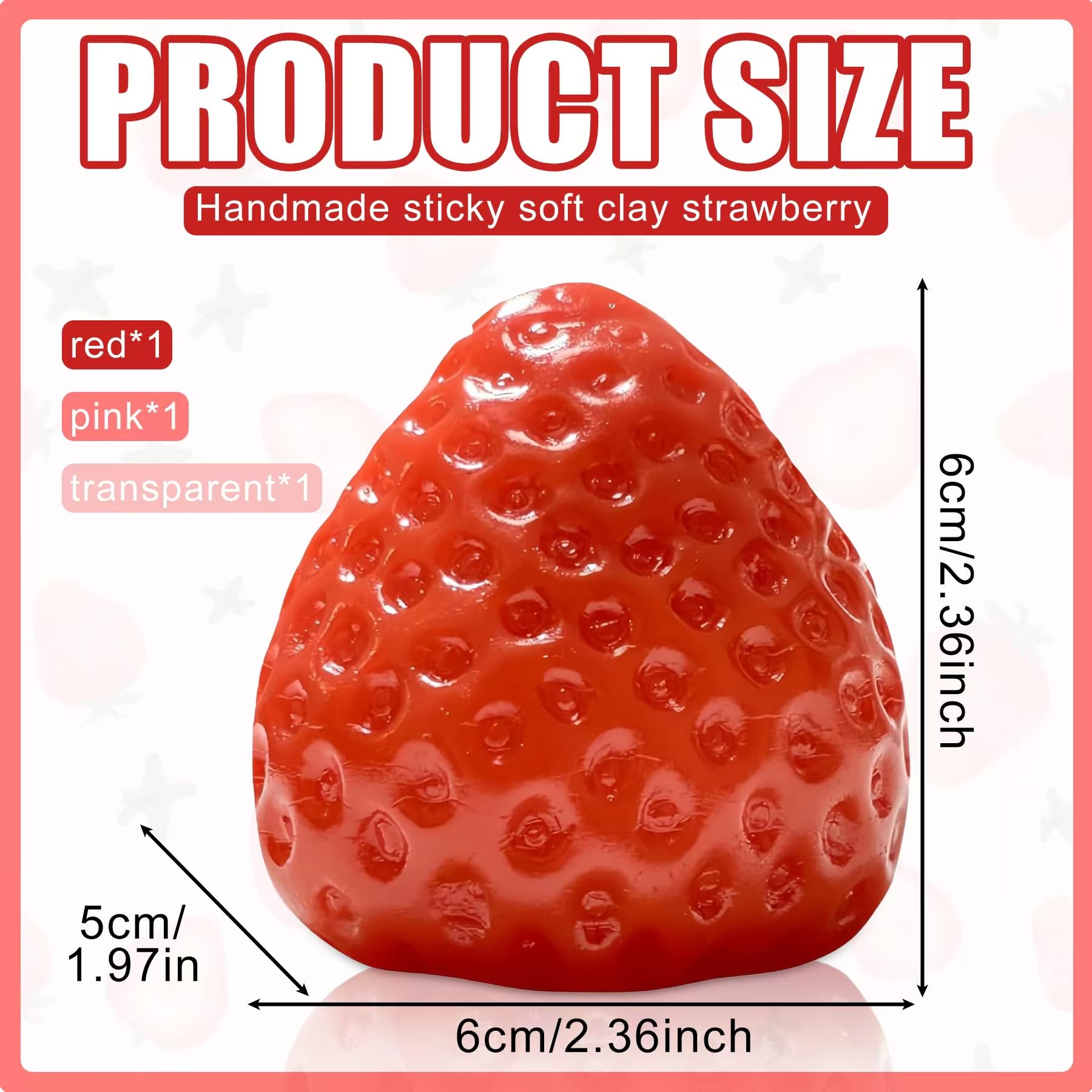 Zoacrn big strawberry squishies closeup highlighting soft texture and elastic squeeze.