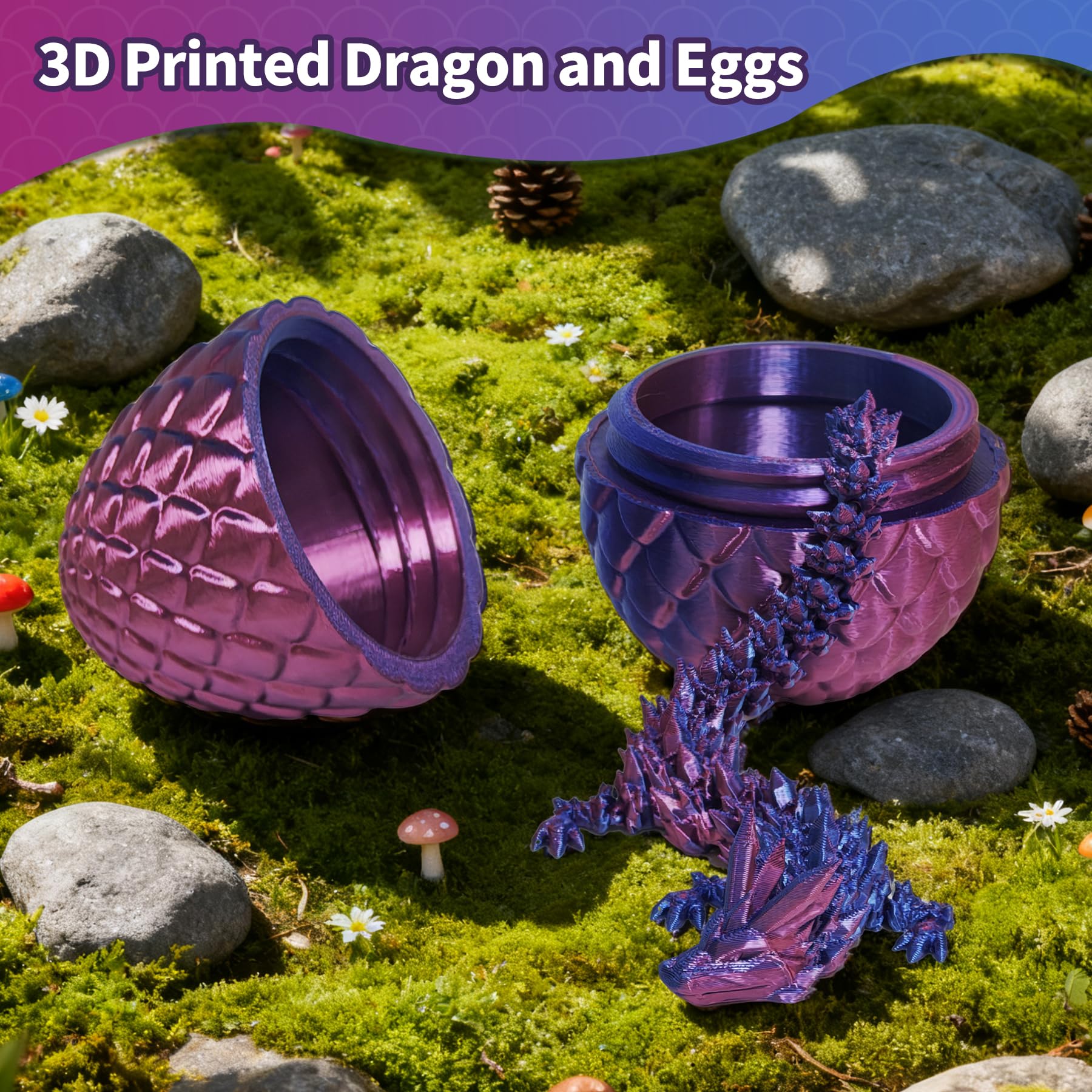 Zobetro 3D dragon inside egg—poseable figure for dynamic display.