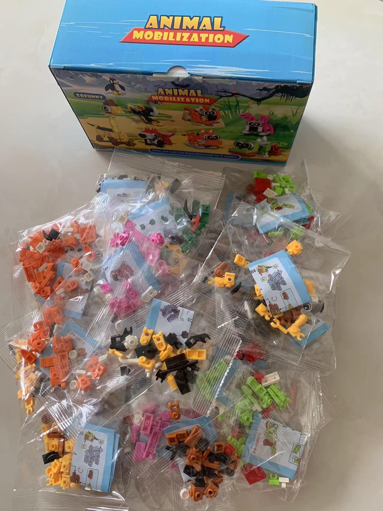 Zofunny mini animal blocks packaged as party favors.