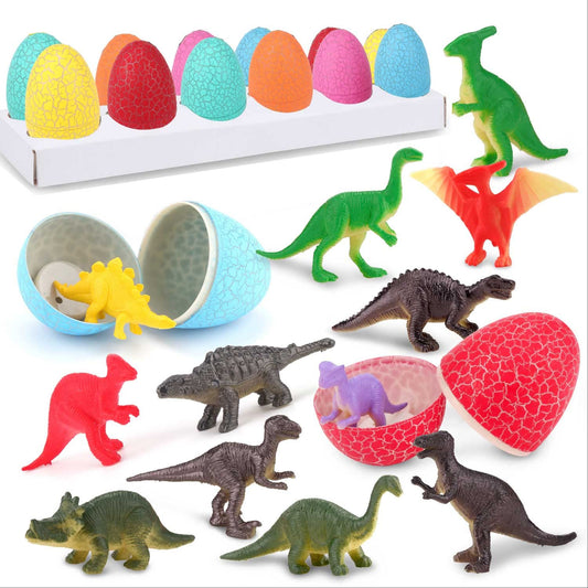 ZOHANINDL 12 dinosaur eggs pack cover with colorful shells inviting imaginative play.
