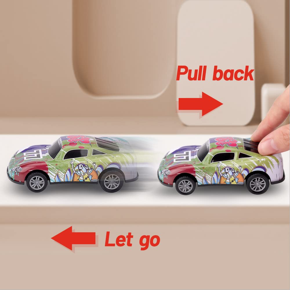ZOHANINDL pull-back car set wheels; smooth motion without batteries.