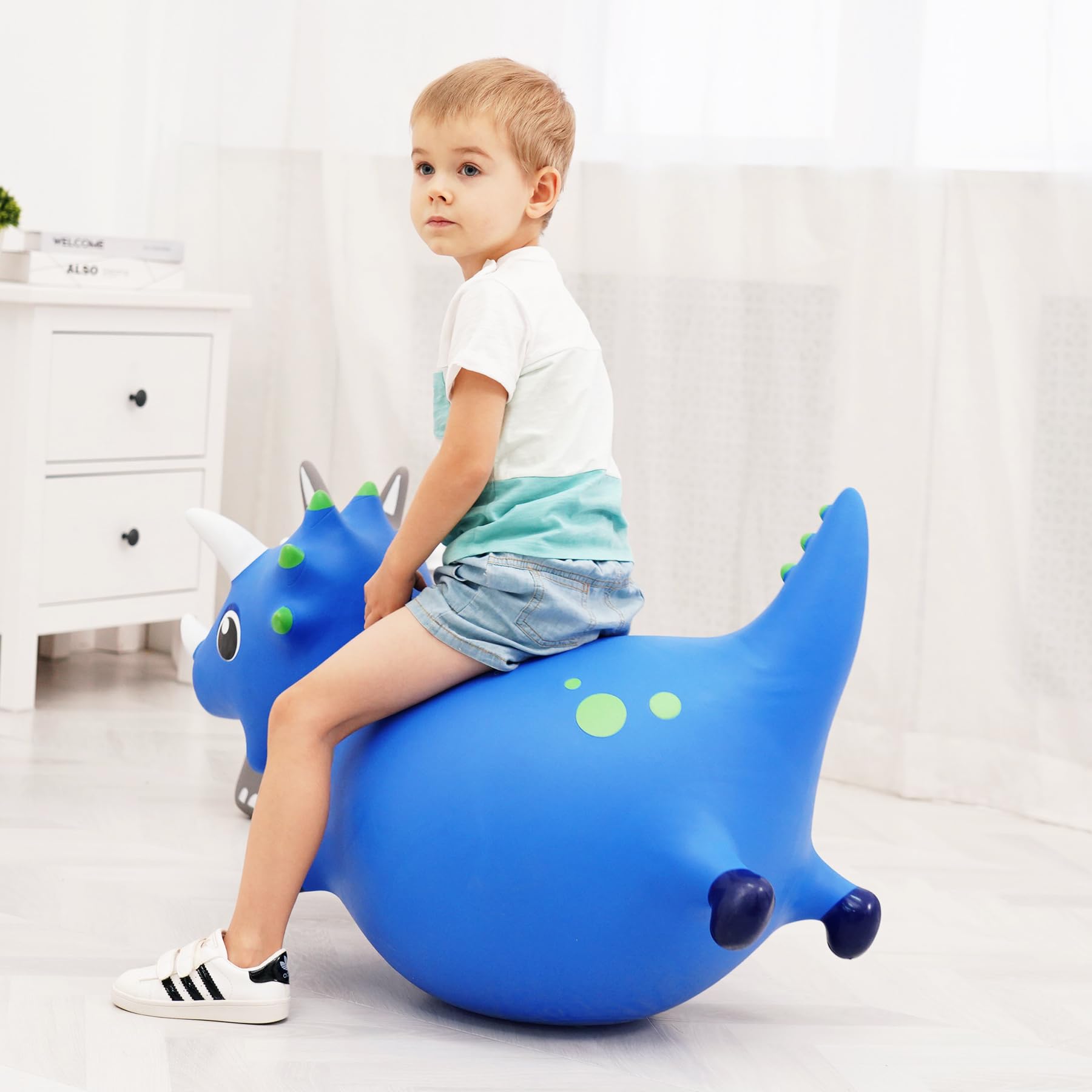 ZOOJOY Dinosaur Hopper soft-vinyl-material keeps skin comfortable.