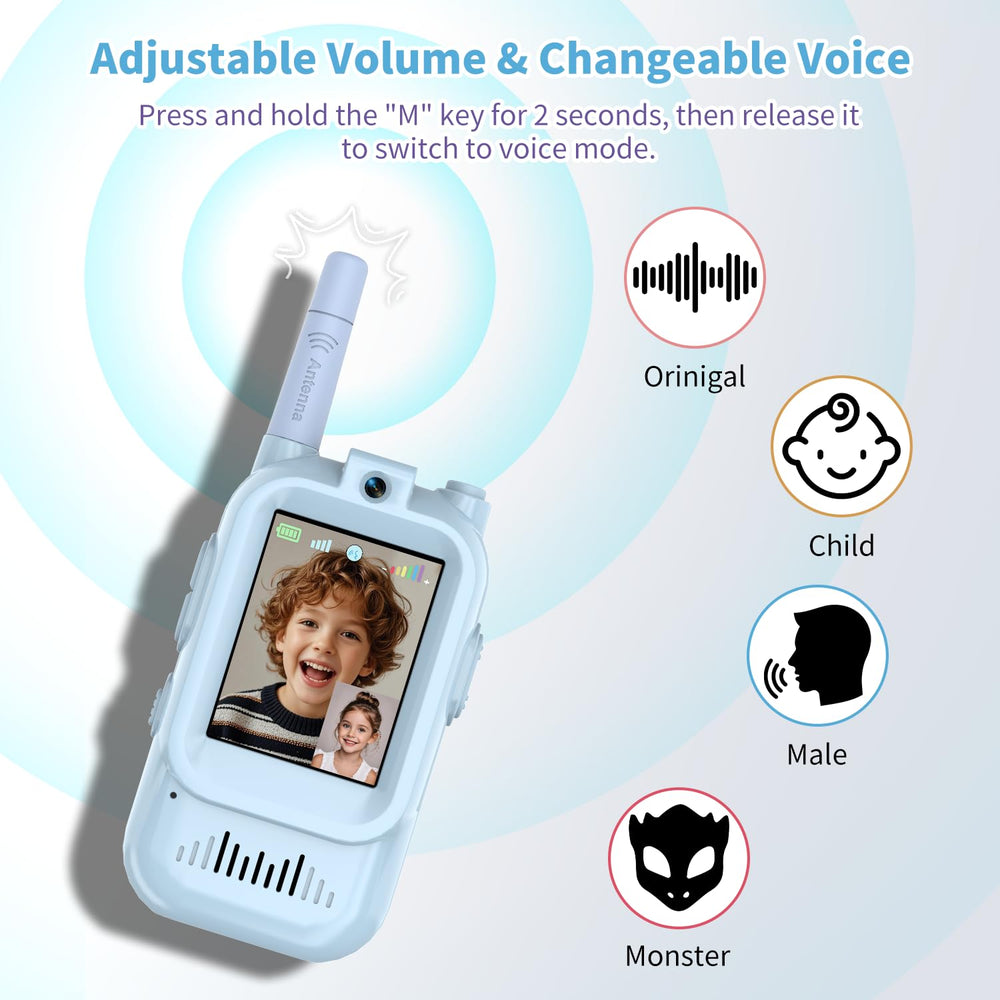 ZOKBOM kids walkie talkie with built-in camera for fun video chats.