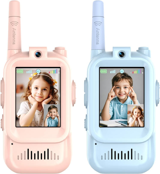 ZOKBOM video walkie talkie kids two-pack in use for family play.