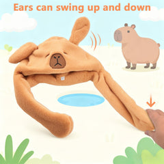ZONESTA Capybara Hat on child, soft plush comfort for cold days.