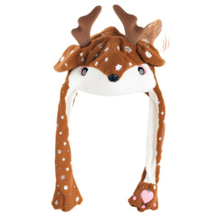 ZONESTA Plush Deer Jumping Ear Hat sequins close-up adds festive sparkle for outfits.