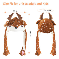 ZONESTA Plush Deer Jumping Ear Hat soft-material close-up highlights skin-friendly comfort.