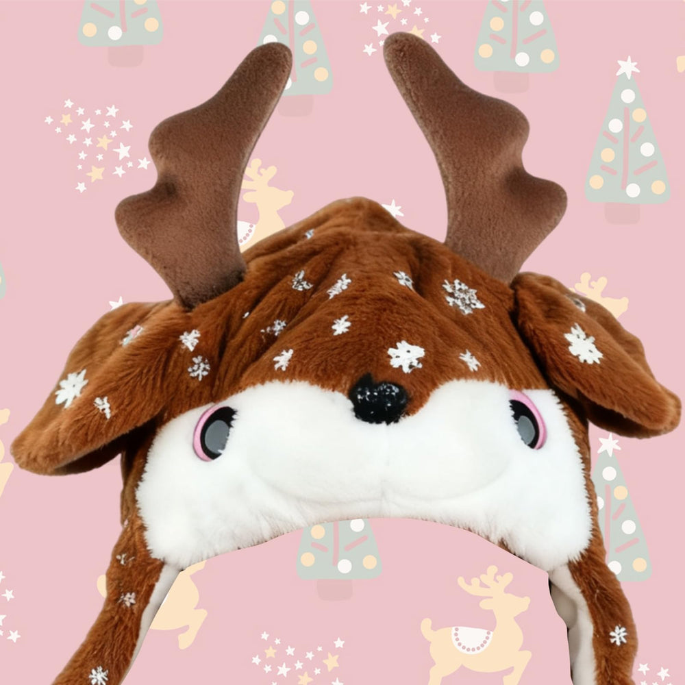 ZONESTA Plush Deer Jumping Ear Hat warmth keeps head and ears cozy outdoors.