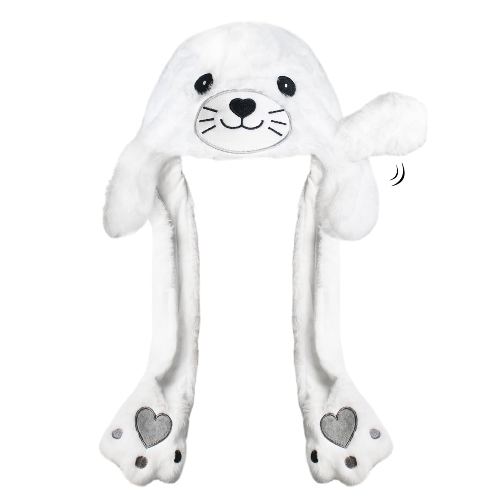 ZONESTA plush ear-moving hat paws action captures interactive, fun moment.