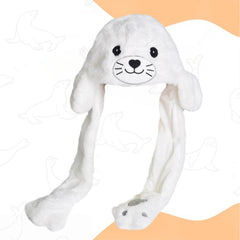 ZONESTA plush ear-moving hat worn by a child, cheerful and comfy.