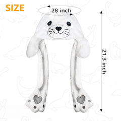ZONESTA plush ear-moving hat provides warm winter coverage.